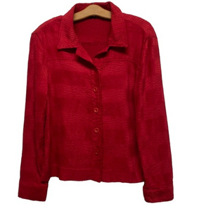 Vintage retro Toni Morgan Red button up light weight Ribbed Jacket size Lg (436)